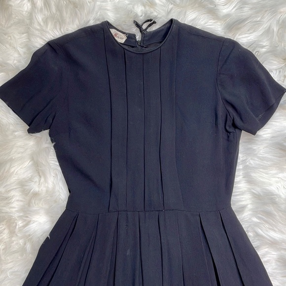 Vintage Neiman Marcus Black Pleated Dress - Picture 10 of 14